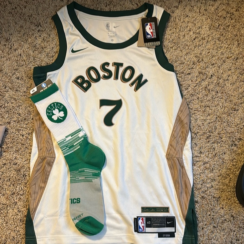 Boston Celtics jersey and socks combo, jersey small , socks LG , brand new !